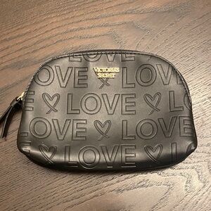 Small Victoria's Secret Black Embossed Love Pouch
